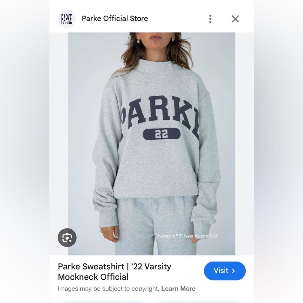 Parke '22 Varsity Mockneck Sweatshirt - Light Gray - New With Tags